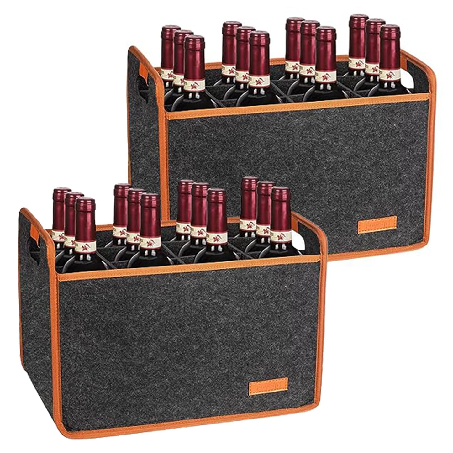 Foyego 2 Pack 12 Bottle Wine Tote Bag, Insulated Thermal Padded Wine Carrier Tote, Reusable Wine Bags for Wine Bottles Travel, Camping and Picnic, Perfect Wine Lover Gift