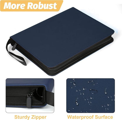GERMUN 3 Ring 9 Pocket Zipper Card Binder, 720 Double Sided Standard PU Trading Card Album Folder for TCG & Sports Cards, Not Fit Top Loaders (Dimond Blue)