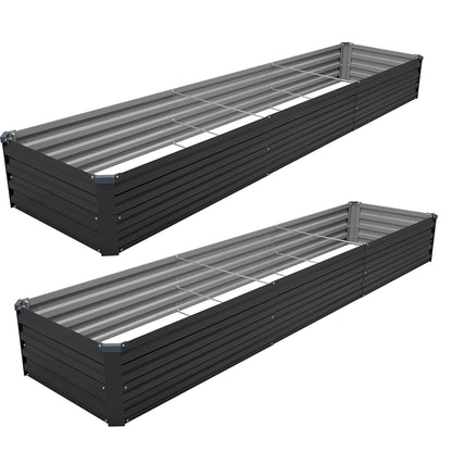 ZUNUDA 12×2×1FT(2PCS) Galvanized Raised Garden Bed Kit Metal Planter Boxes,Large Outdoor Planters Garden for Planting Vegetables,Flowers,Herbs -Black