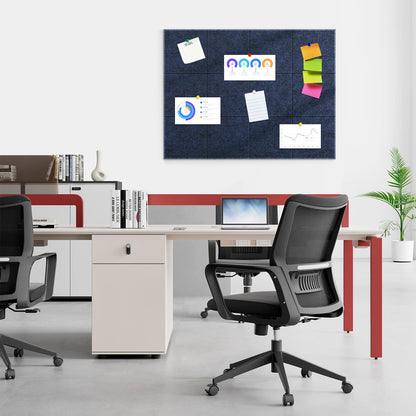 Large Cork Board for Walls 48"x36" |Cork Board Alternative| 12 Pack Felt Wall Tiles| Dark Blue Bulletin Board with Removable Adhesive | Cork Boards Pinboard for Office Home Classroom，Dark Blue
