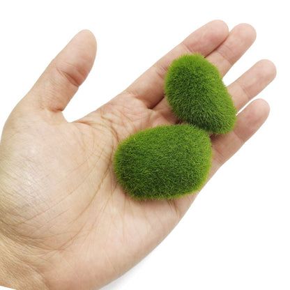 RONYOUNG 40PCS 4 Size Artificial Moss Rocks Decorative, Green Moss Balls,Moss Stones, Green Moss Covered Stones, Fake Moss Decor for Floral Arrangements, Fairy Gardens and Crafting