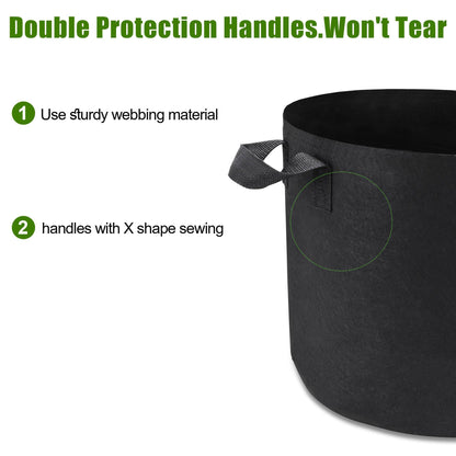 OPPOLIFE 12-Pack 10 Gallon Plant Grow Bags, Heavy Duty Aeration Fabric Pots with Handles for Garden and Planting