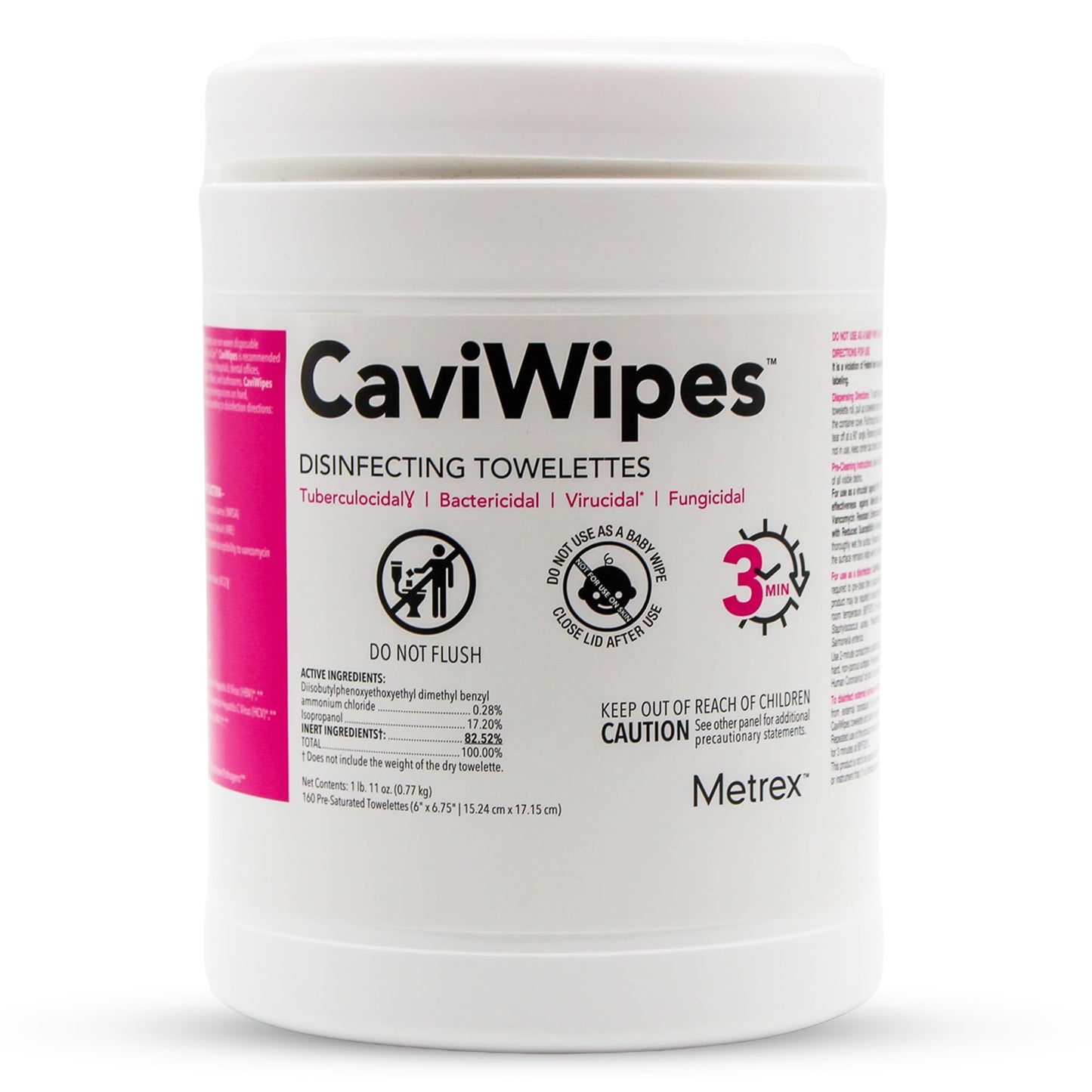 Metrex CaviWipes Disinfecting Towelettes – Durable Non-Woven Disinfecting Wipes for Hard, Non-Porous Surfaces in Healthcare & Laboratory Settings, Pre-Saturated with CaviCide – 160 Wipes (Pack of 1)