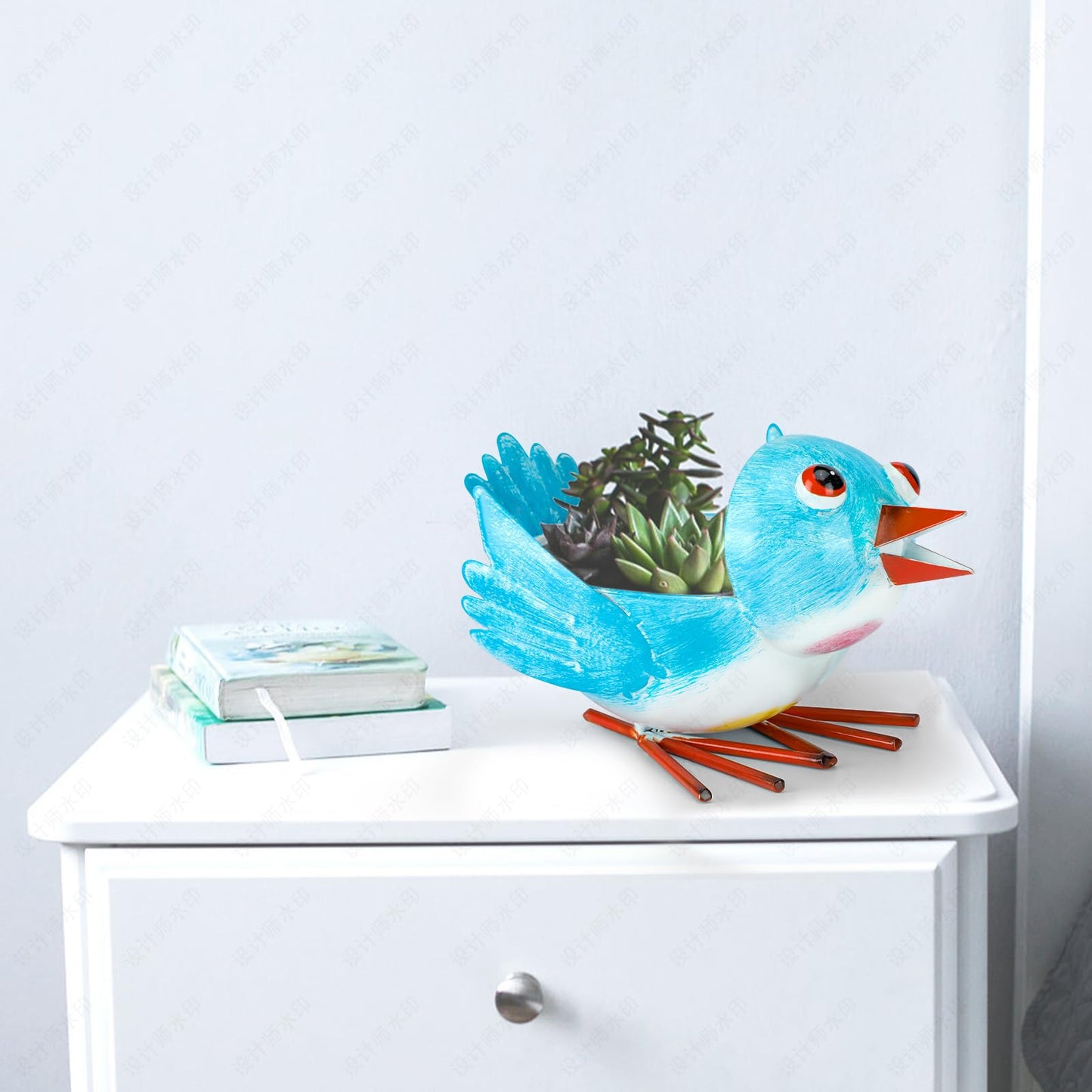 FJJBSD Metal Cute Bird Planter,Fun Garden Flower Succulent Pot Indoor Outdoor Decor .Unique Animal Planter Flower Pots Gift Ideas for Mother and Teacher