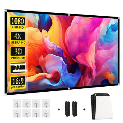 Projector Screen 72 inch，Portable Movie Projector Screen 16:9 HD Indoor Outdoor Double Sided Rear Projection Screen Video for Home, Party, Office, Classroom