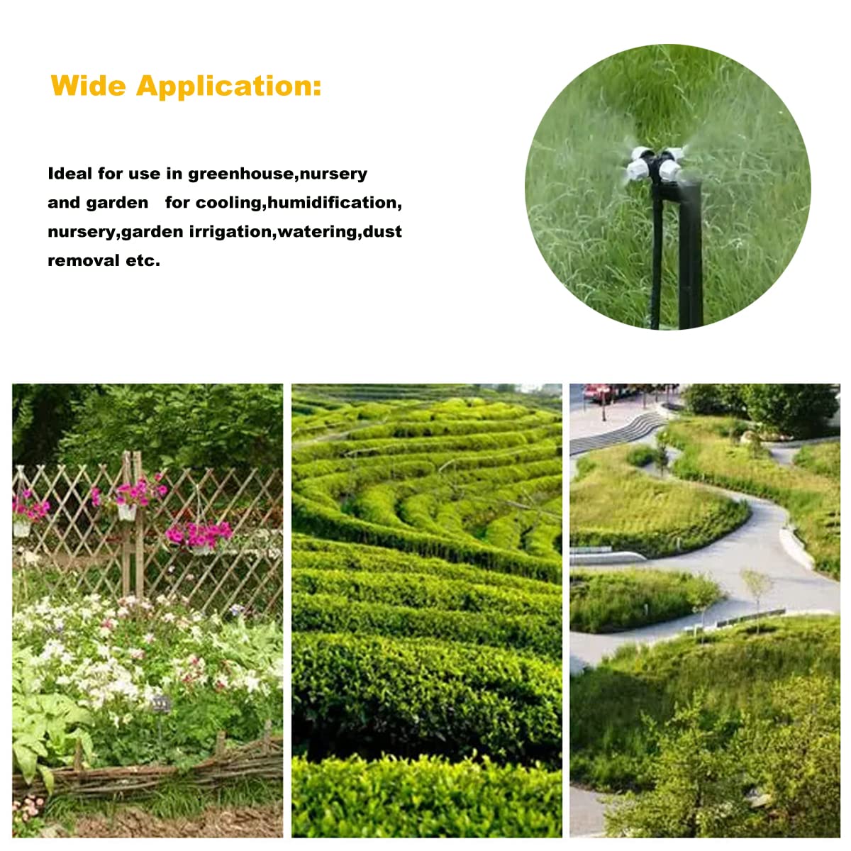 Drip Irrigation Misting Sprinkler Emitter on Spike Assembly, 9 Sets Micro Spray Mister with Stake and 1/4 inch Tubing for Cooling Humidification Nursery Landscape