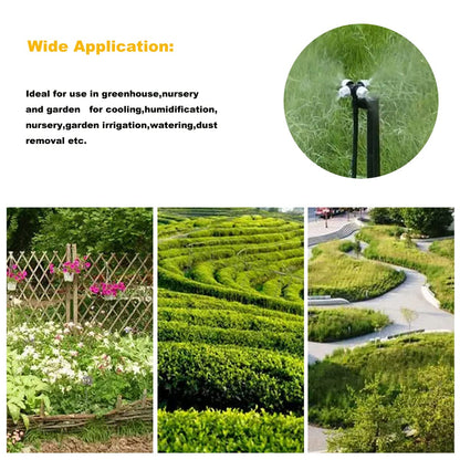 Drip Irrigation Misting Sprinkler Emitter on Spike Assembly, 9 Sets Micro Spray Mister with Stake and 1/4 inch Tubing for Cooling Humidification Nursery Landscape