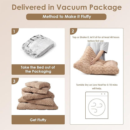 EHEYCIGA Washable Small Dog Bed for Crate 23x18 Inch, Kennel Pad for Puppy Up to 25 lbs, Plush and Comfy Pet Sleeping Mat, Camel
