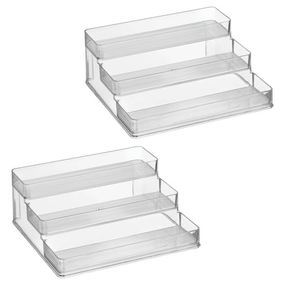 iDesign 3-Tier Spice Rack Organizer for Cabinets, Pantry or Countertop, Set of 2, Clear, Made in USA