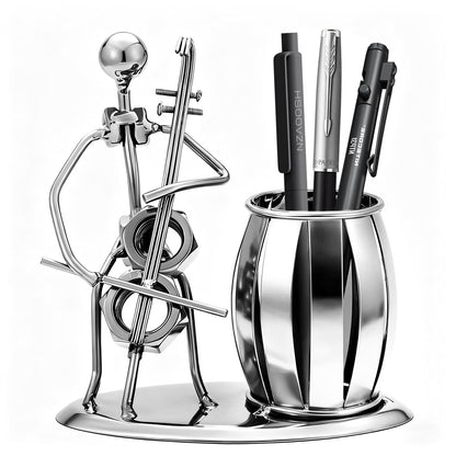 HSOOVZN Metal Pen Holder Cello Desktop Accessories Music Decor Pen Organizer Cool Pencil Cup For Music Gifts Kids Students Office Stationary