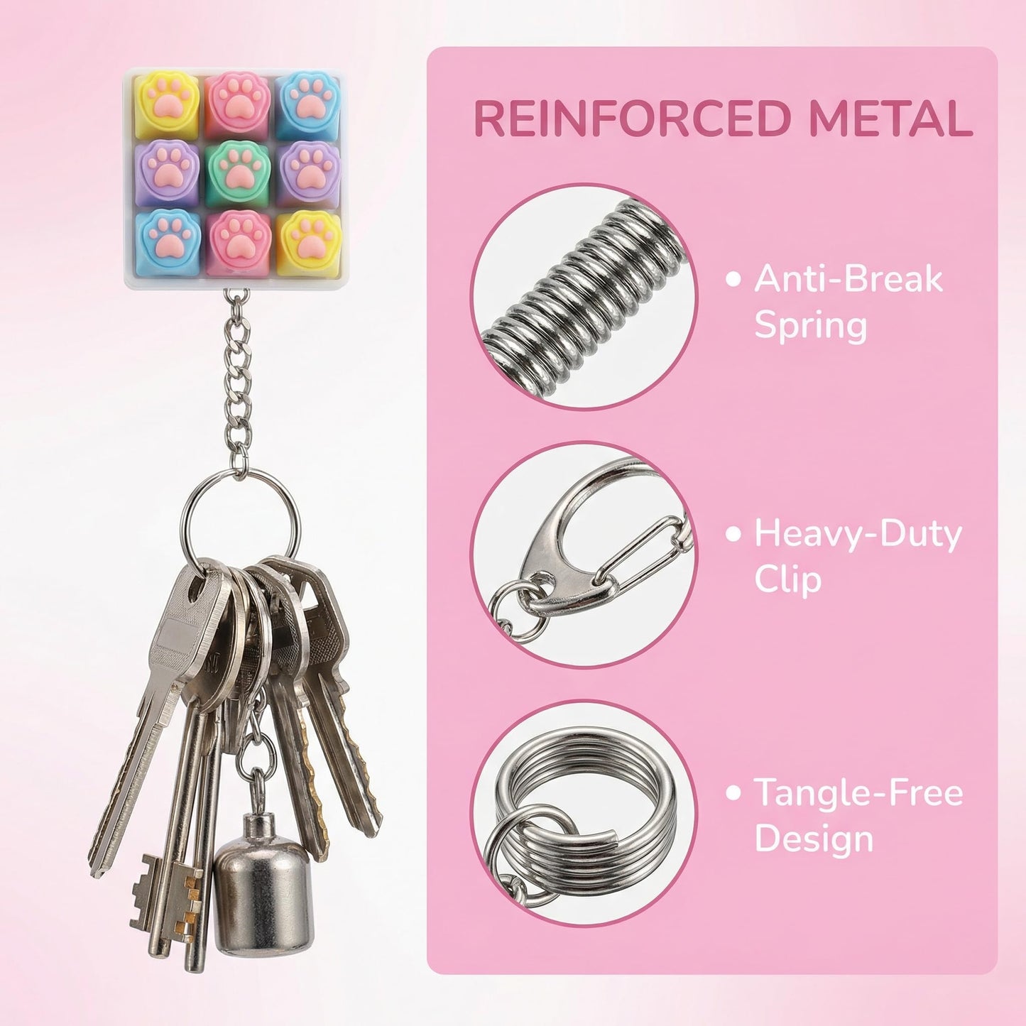 yuyingji Keyboard Fidget Keychain Set | Clicker Fidget Toy with Mechanical Keycap Feel | Sensory Stress Relief for Adults & Teens | Office Desk Gift