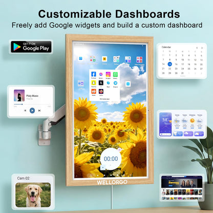 WELLORGO Smart Digital Calendar, 32” Electronic Planner with FHD Touch Screen & Remote Control, Electric Family Organizer with Chore Chart Google Play Customizable App, Wall Display Tablet with Camera