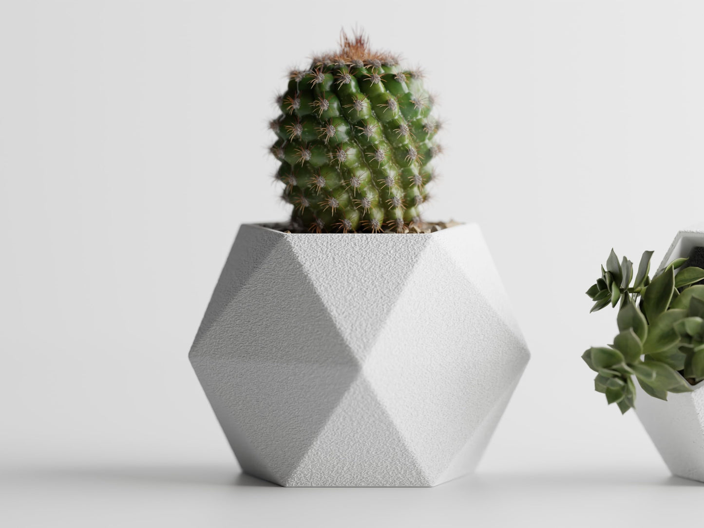 Gallery of Drip 【GeoTrio Modern Geometric Planters】– 3-Piece Faceted Pot Set for Succulents, Cactus, and Indoor Plants – Minimalist Desk Decor, Stylish Gift for Plant Lovers (Pure White)