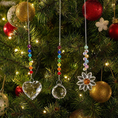 3Pcs Sun Catcher Crystals for Window Hanging, Prism Suncatcher with Chain Pendant Rainbow Maker for Windows Indoor Outdoor Car Mirror Garden Decor Wedding Party Xmas Gift
