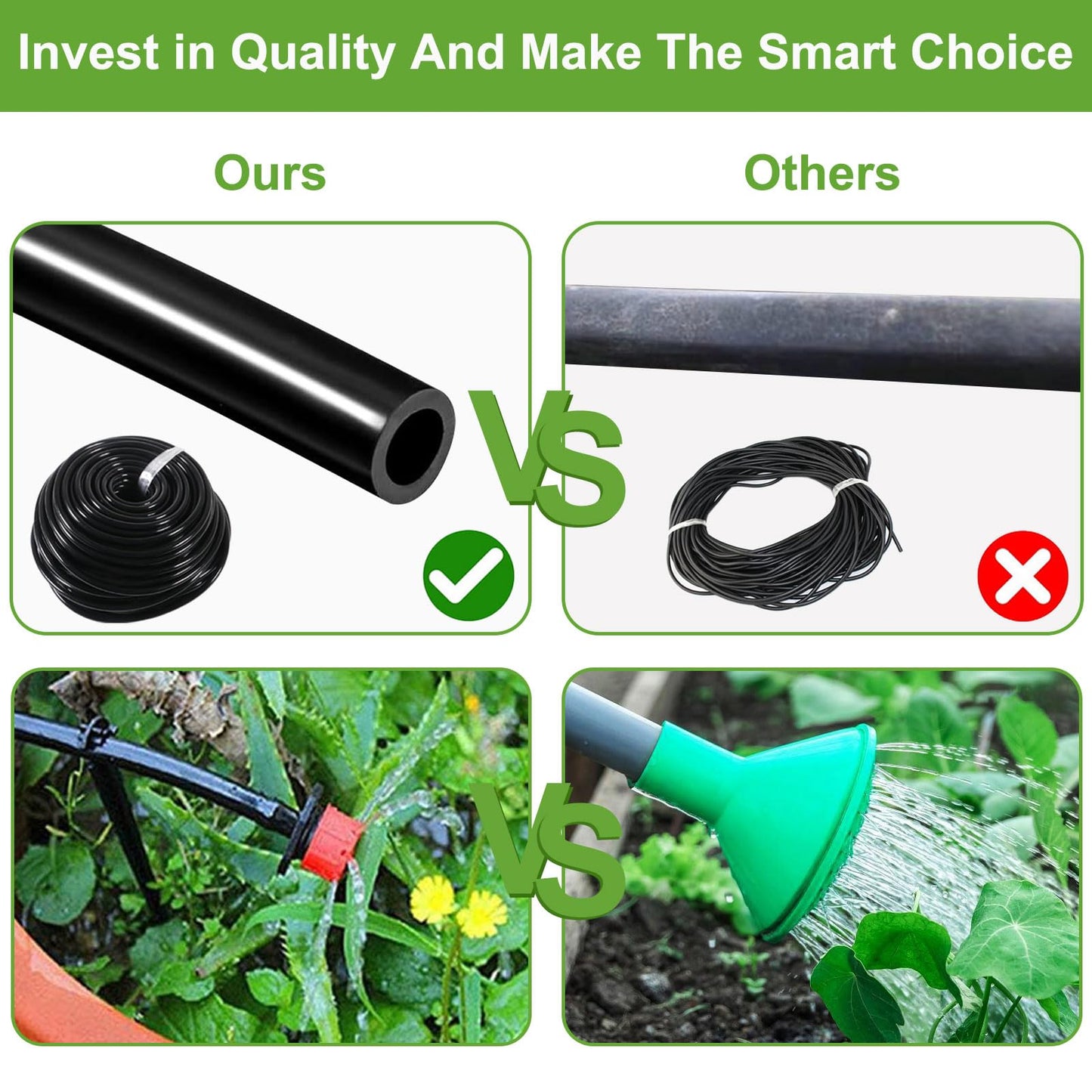 98FT Drip Irrigation System, Micro Garden Drip Irrigation System with 1/4 inch Tubing & Adjustable Misting Nozzle Sprinkler, Automatic Watering System for Greenhouse, Yard, Lawn, Plant