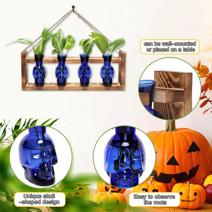 CYZglass Plant Propagation Stations Halloween Skull Plant Terrarium Kit Glass Vases Gift for Father Air Planter Home Office Decor