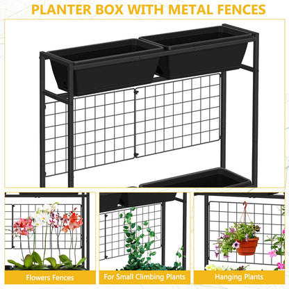 ETELI Vertical Raised Garden Beds Outdoor Elevated Herbs Garden Planter Boxes with Trellis and Legs 32.4" Flowers Beds Vertical Planters for Small Climbing Plant Vegetables Patio Balcony, Black