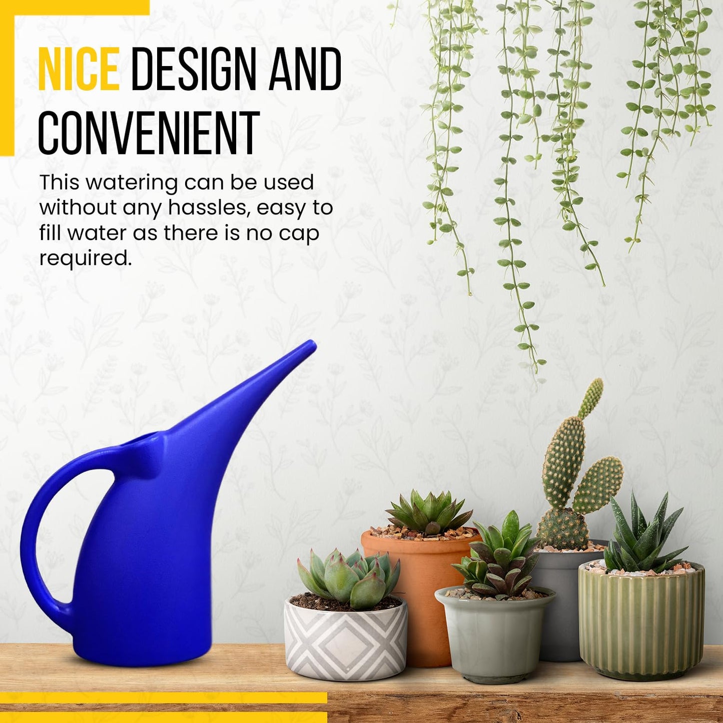 KP KOOL PRODUCTS Watering Can 1/2 Gallon - Small Watering Can for Indoor Plants - Outdoor Watering Can - Blue Plant Waterer - Plastic Watering Can for Garden - 1 Pack
