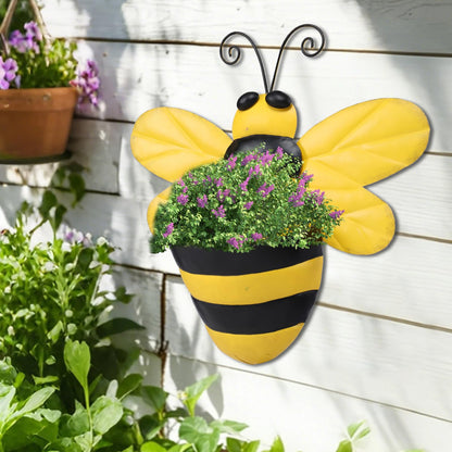 Chonsun Metal Wall Planter Bee Wall Mounted Planters Small Flower Pot with Drainage for Indoor Outdoor Farmhouse Hanging Planter Succulent Plant Container Vertical Garden Yard Decor