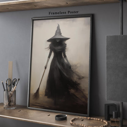 Dthllay Dark Gothic Witch Wall Art Canvas Vintage Rustic Poster, 16x24inch No Frame