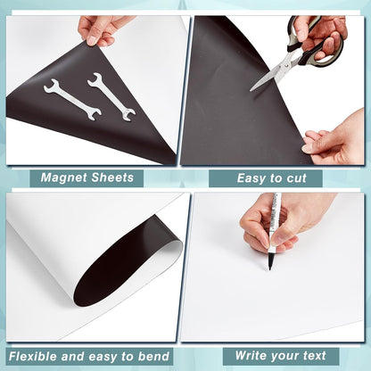 Amylove Blank White Surface Magnet Sheets 16 Inch x 5 Feet, 40 Mil Magnetic Roll Printable Flexible Vinyl Blank Magnetic Sign Sheet Safe for Vehicles DIY Craft Project