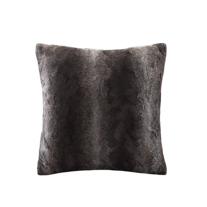 Madison Park Zuri Faux Fur Ombre Stripe Ultra Soft Luxury Decorative Throw Pillows, For Couch Bed With Insert, 20" x 20", Grey