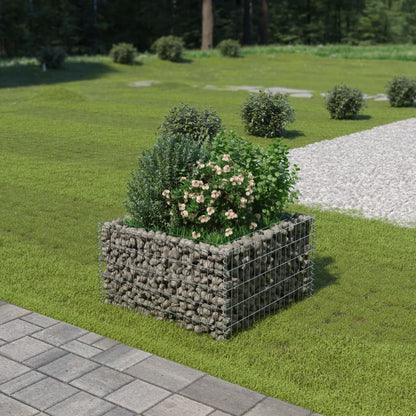 vidaXL Gabion Raised Bed Outdoor Gardening Backyard Park Stone Cage Basket Landscape Garden Planter Container Flower Box Galvanized Steel 35.4"
