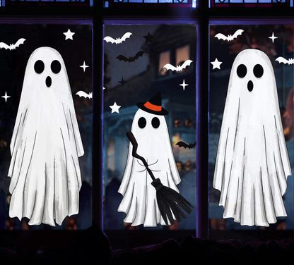 Large Halloween Window Clings Ghosts Silhouette for Glass Window Ghosts Window Stickers Decals Decorations