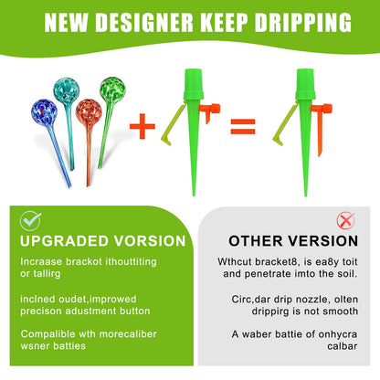 New Upgrade Plant Self Watering Spikes Devices, Plant Drip Irrigation System with Slow Release Control Valve Switch - Adjustable Watering Devices for Outdoor Indoor Garden Plants (15, Orange+Green)