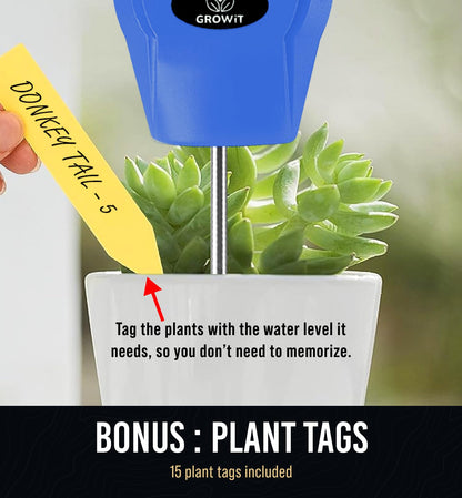 GROWIT Soil Water Monitor for Plants - Soil Moisture Meter | Hydrometer for Plants | Plant Moisture Meter Houseplants | Water Tester for Plants | Farming Indoor and Outdoor Plants-Blue
