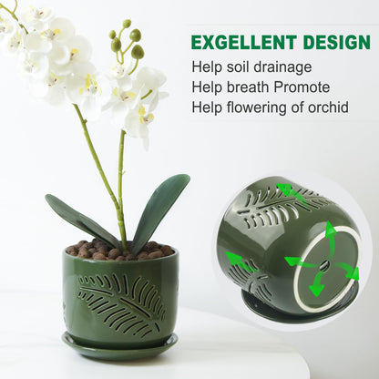 LITUDISO 5+6 inch Orchid Pots with Holes, Orchid Pots for Repotting, Healthy Air Circulation Plant Pots for Plant Lovers, Planters for Indoor/Outdoor Plants, Set of 2