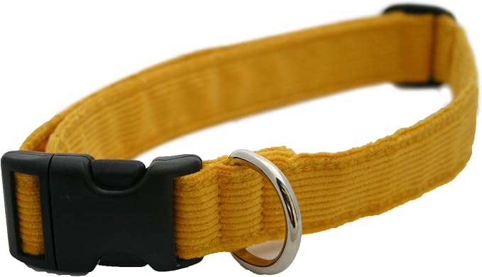 Hemp Corduroy Dog Collar - No Pattern (1/2" Extra Small, Marigold)