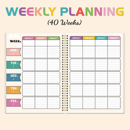 Undated Teacher Planner - Teacher Planners 8.5 x 11, Teachers Lesson Plan Book, Teachers Lesson Planner 2026-2027 with Stickers and Inner Pocket