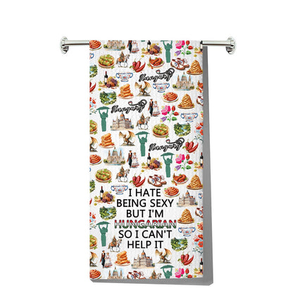 JNIAP Hungarian Kitchen Towel Hungary Gifts Hungarian Chef Gift Hungarian Flag Dish Towel Hungary Hand Towel (Hungarian kt)
