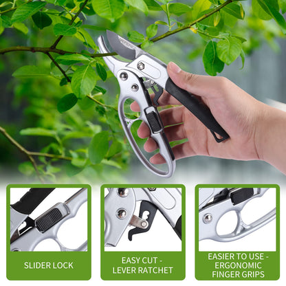 MEPEREZ Premium German-Made Pruning Shears – Ergonomic, Heavy-Duty Hand Pruners Designed for Precision Cutting of Plants; Ideal for Gardeners and Individuals with Arthritis or Reduced Hand Strength