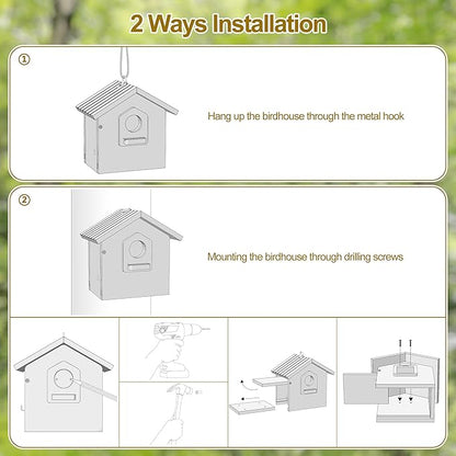 Auslar Bird House for Outside, Wooden Birdhouses for Outdoors, Bluebird House for Outside Clearance, Hanging Bird Houses for Cardinals Finch Wren Swallow for for Garden Viewing