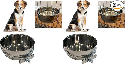 SPOT Coop Cup Bolt Clamp - Stainless Steel Hanging Bowl for Pet Crates, Easy Install, Chew-Proof, Removable Water/Kibble Bowl for Medium Dogs, Cats, Large Birds, Reptiles - 3.75 Cups (30 Oz)