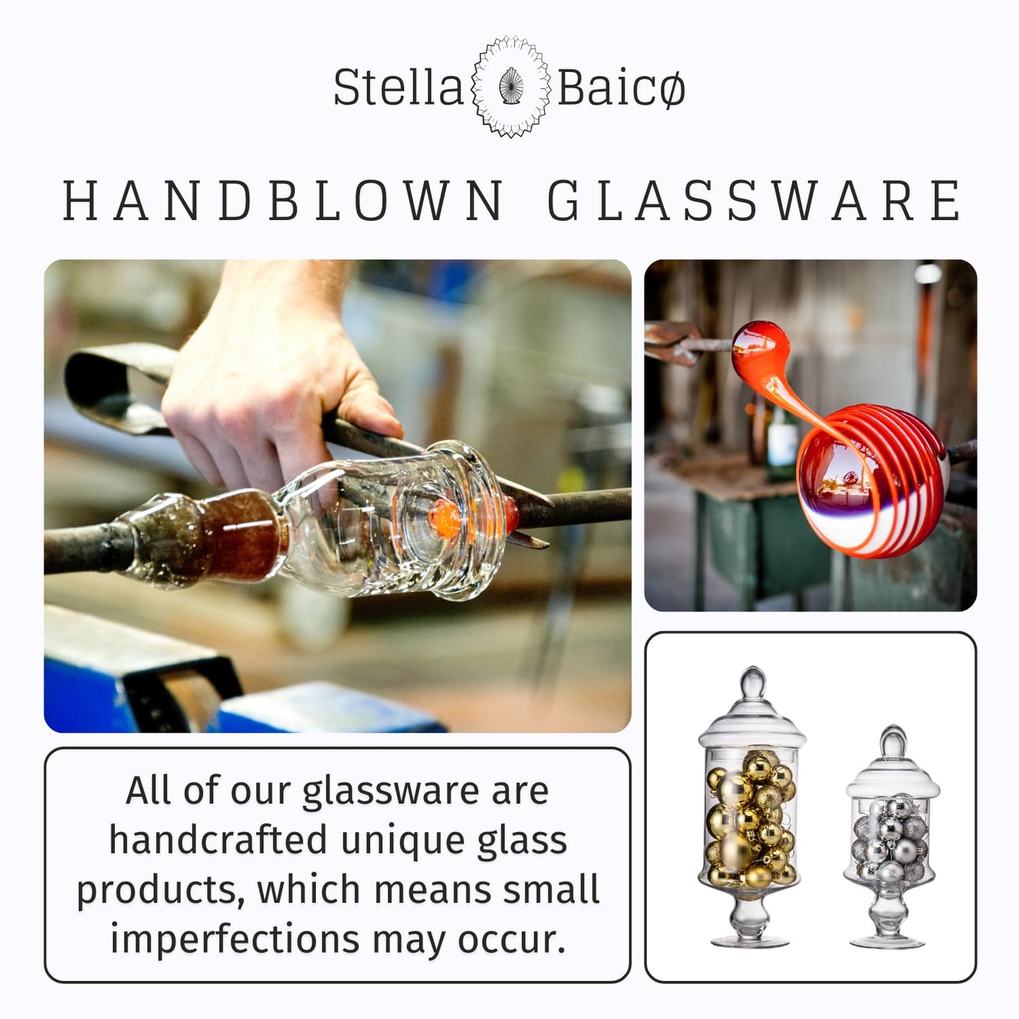 Stella Baic Clear Glass Apothecary Jar, Glass Candy Jar with Lid, Classic Footed Glass Jar, Elegant Decorative Jar (Height: 12", Diameter: 6")