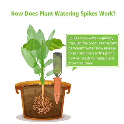 Terracotta Watering Spikes, Set of 8 Pack Plant Watering Devices, Self Terra Cotta Watering Spikes Stakes for Indoor and Outdoor, Automatic Plant Waterer System for Vacation Potted Plants