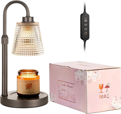 Innqoo Gray Candle Warmer Lamp with Timer, Dimmable Candle Warmer for Jar Candles, Height Adjustable Wax Melts Warmer, Birthday Gifts for Women Mom, House Warming Gifts New Home Decor