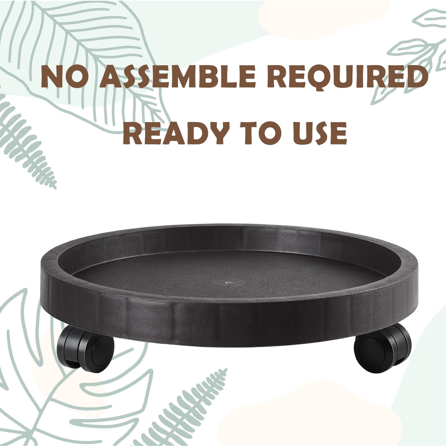 NAZKAEN 12.6 Inch Planter Caddies Rolling Saucer Caddy with Wheels, Heavy Duty Wheeled Stand for Potted Plant, Round Coaster Roller Base Tray with Casters, Flower Pot Dolly Holder for Indoor Outdoor