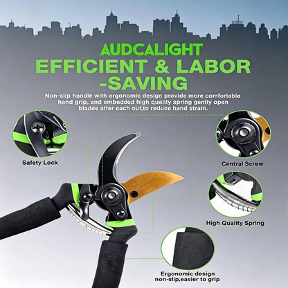 AUDCALIGHT 4-Pack Bypass Pruning Shears, Titanium Steel Blade,With Gardening Gloves,Shears Stainless, Ergonomic Hand Pruning Shears for Trees, Plants (Shears Gardening Tool Kit)