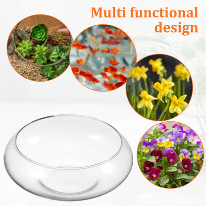 Gatuida 2pcs Glass Vase Bowls Clear Fish Bowls Wide Mouth Flower Vase Round Terrarium, Glass Hydroponic Planter Floral Container for Water Lily Plants Table Centerpiece
