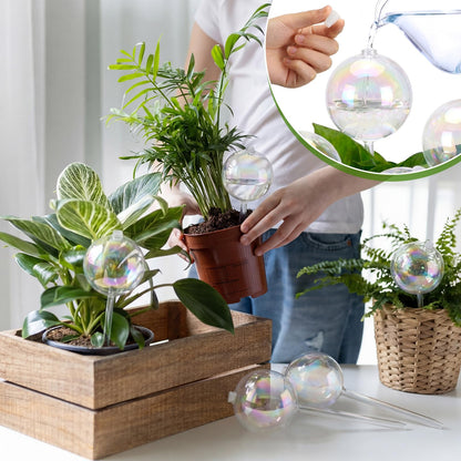 Chumia 4 Pcs 23 oz Glass Plant Self Watering Globes Large Iridescent Plant Watering Devices Vacation Self Water Globes for Indoor Outdoor Potted Water Devices