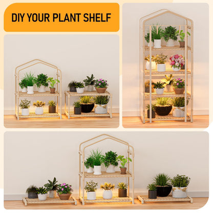 SPECILITE Indoor Greenhouse with Grow Lights - Adjustable 4 Tiers 27.6"L×19.3"W×61.4"H Mini Greenhouse with Zip PVC Cover and 45W Plant Light, Portable Green House with Timer for Winter &Indoor Plants