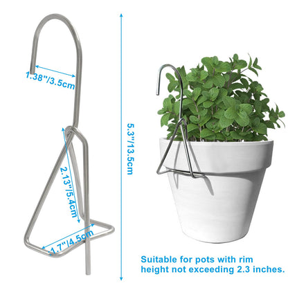 Jiozermi 12 Pcs Terracotta Pots Hanger Hooks, Stainless Steel Plant Wall Holder Flower Pot Hangers for Plants Outdoor Orchids Clay Pots Wall and Fence Mounted