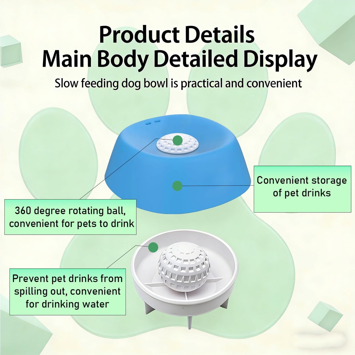 SFPNSHHY Slow Feeder Dog Bowls, Bowl Anti-Slip Slow Feeder, Dog Food Slow Feeder, Dog Bowl to Slow Used to Relieve Anxiety, Interactive Dog Lick Bowl for Drinking Water and Nutritional Supplements
