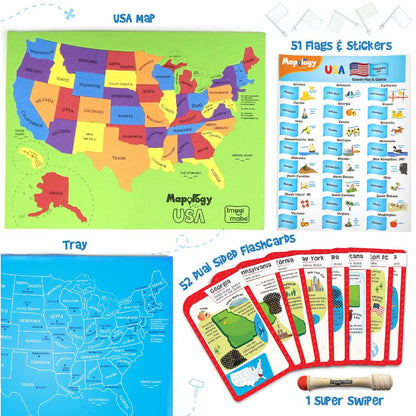 Imagimake Mapology United States Flash Card Puzzle with Flags, Country- Capitals | Educational Toy for Kids Ages 8-12 | Learn Geography Puzzles for Kids Ages 12-16 | Birthday Gift for Boys & Girls