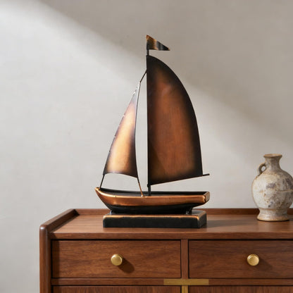 XGZY Iron Sailboat Ornament Decor,Small Ship Model Decorations for Coastal,Nautical Bathroom,Modern Farmhouse,Living Room,Shelf,Desk Accessories for Men (C)