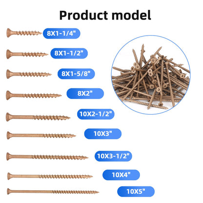 Bobibbi Wood Screws #10 x 3-1/2’’, T25 Star Torx Drive Flat Head Deck Screws, Brown, 58Pcs (1lb)
